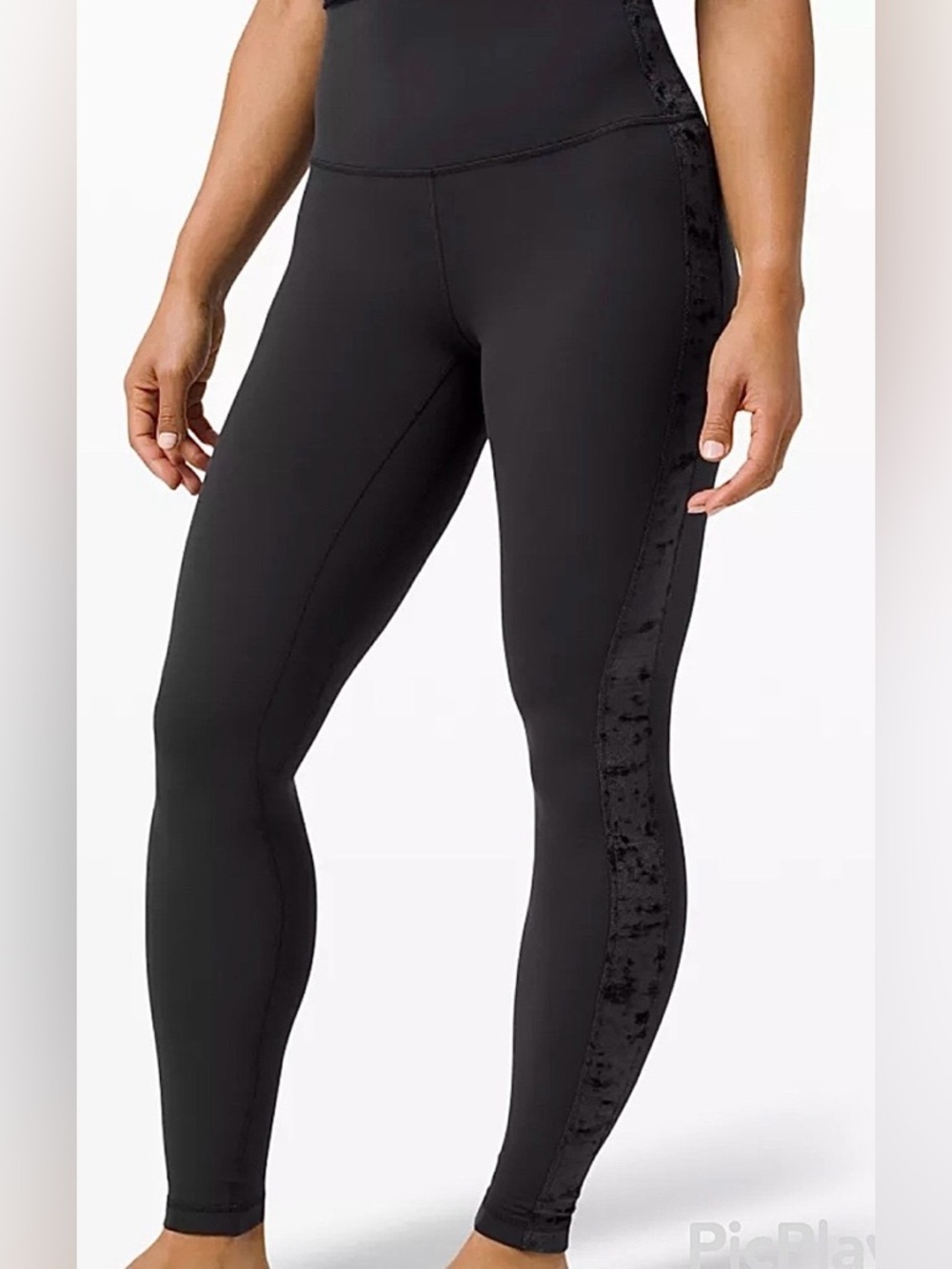 lululemon athletica Black Leggings with Velvet Side Panel